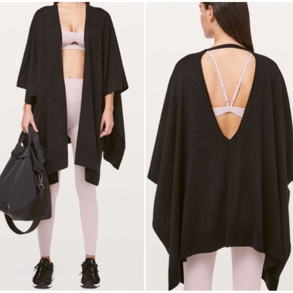 lululemon athletica Sweaters - Lululemon Free To Coast Wrap Black Open Back NWOT one size fits all